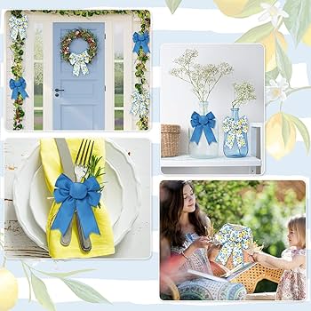 Amazon.com: AnyDesign Lemon Wired Edge Ribbon 20 Yards Blue